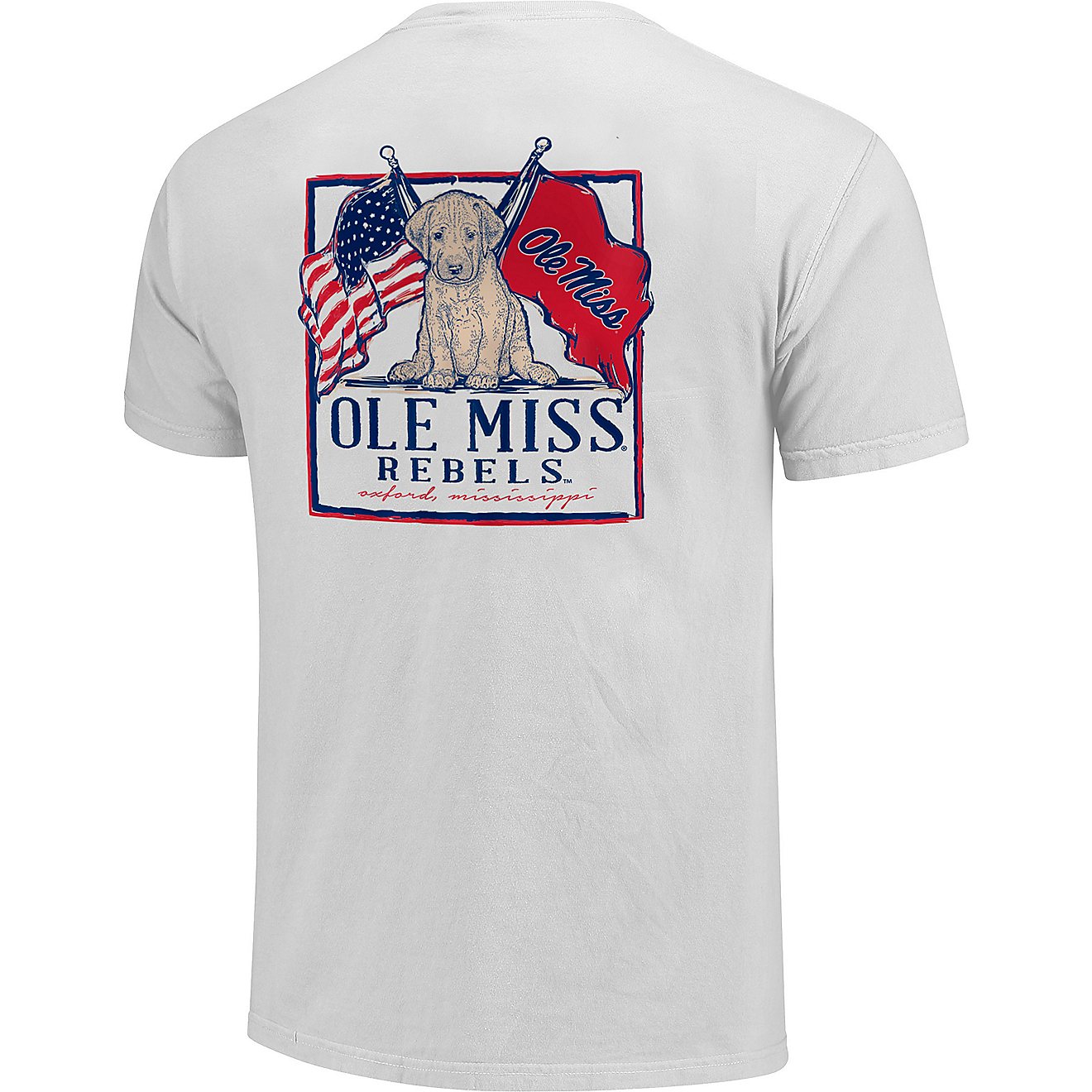 Image One Women's University of Mississippi Comfort Color Double Flag Puppy Short Sleeve T-shirt                                 - view number 2