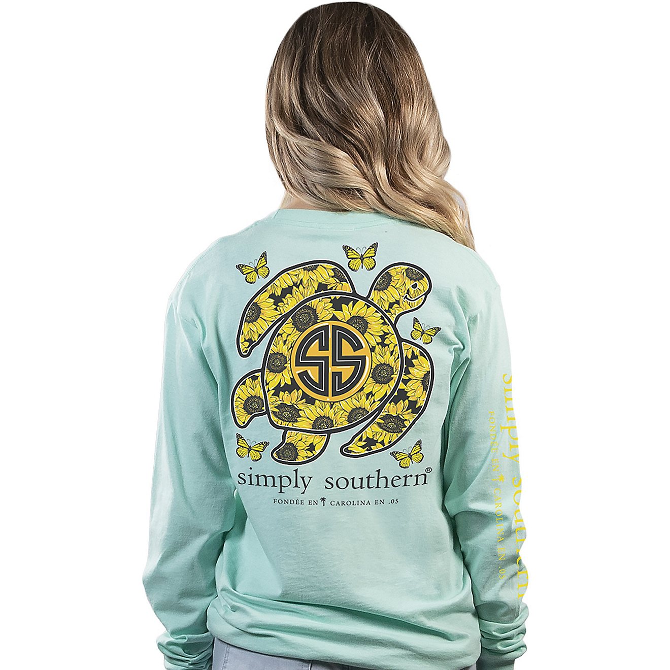 Simply Southern Women's Sunflower Turtle Long Sleeve T-Shirt                                                                     - view number 1