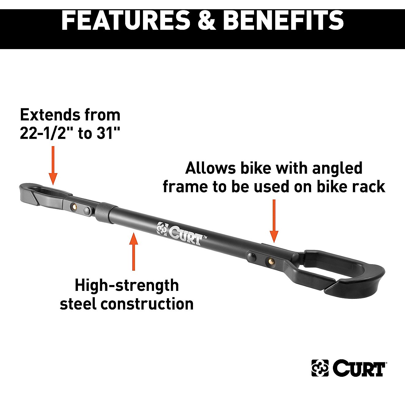 CURT 22.5 in to 31 in Adjustable Bike Adapter Beam for Angled Bikes                                                              - view number 4