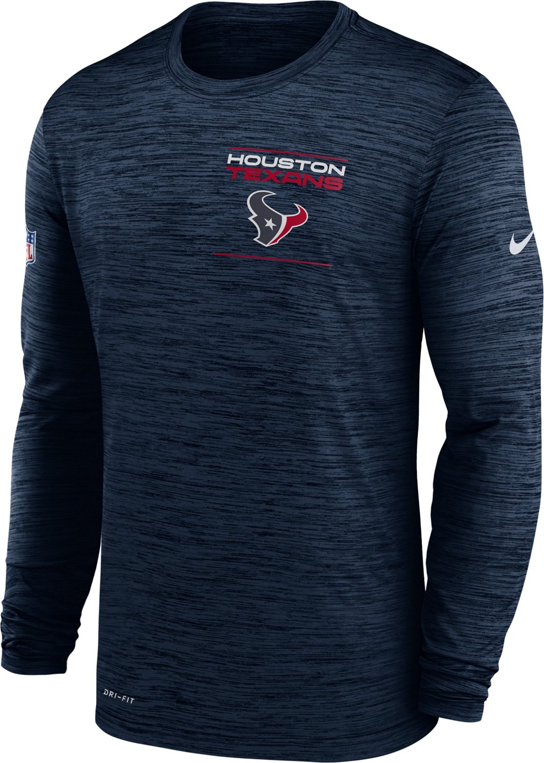 Nike Men's Houston Texans Velocity Sideline Long Sleeve Shirt | Academy