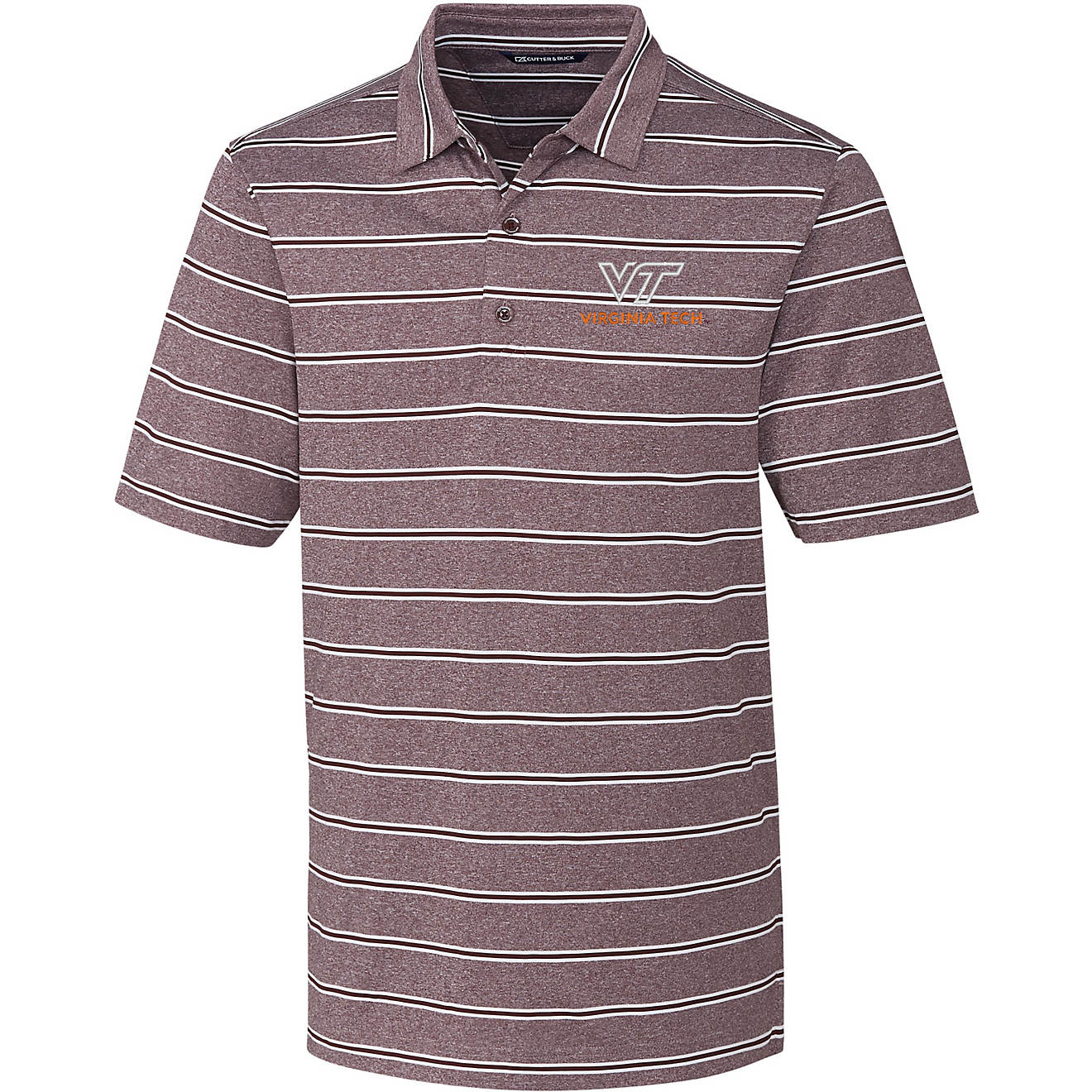 Cutter & Buck Men's Virginia Tech University Forge Heather Stripe Polo                                                           - view number 1