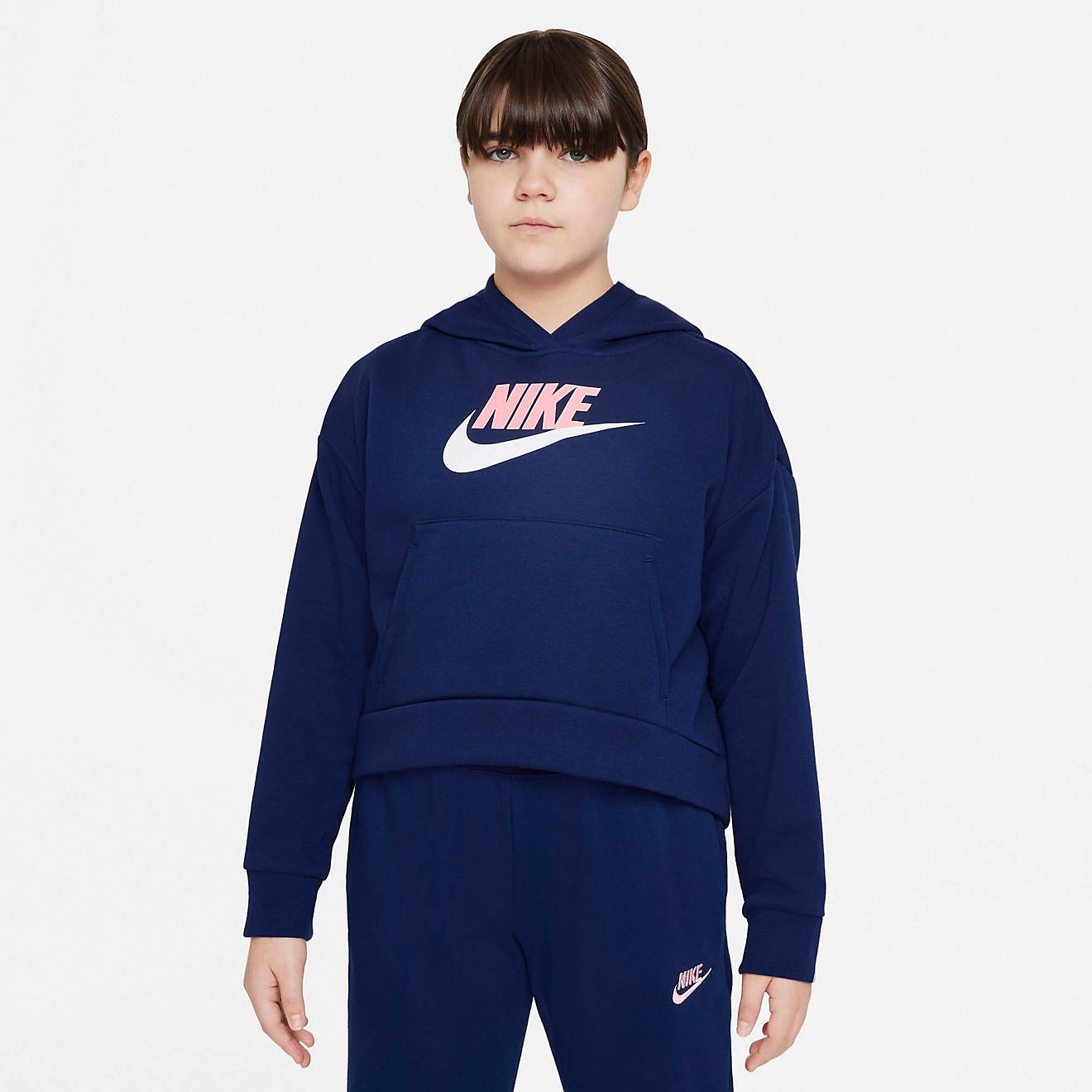 Nike Girls' Sportswear Club Fleece HBR Extended Sizing Hoodie                                                                    - view number 1