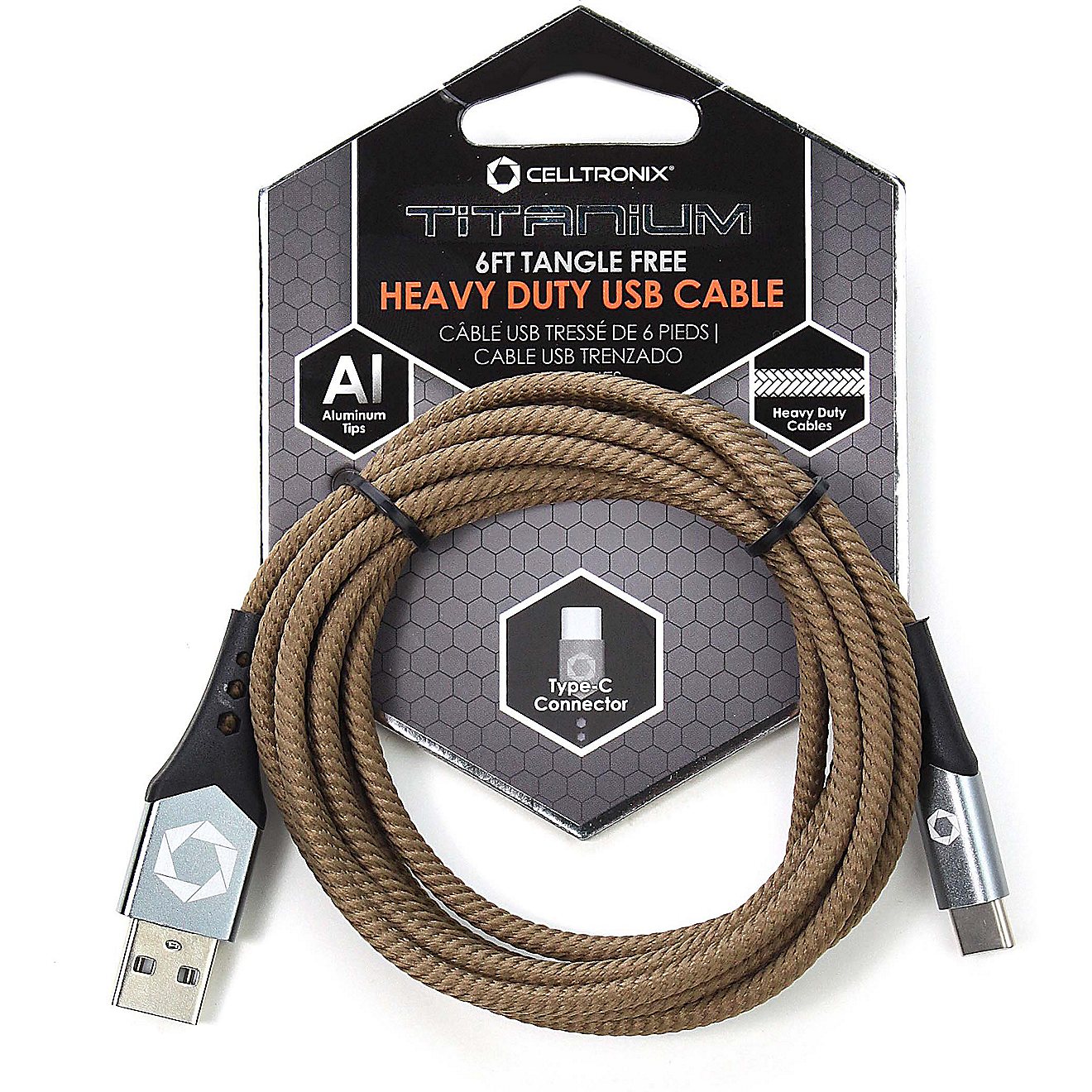 Celltronix Titanium Type C 6 ft Braided Cable                                                                                    - view number 1