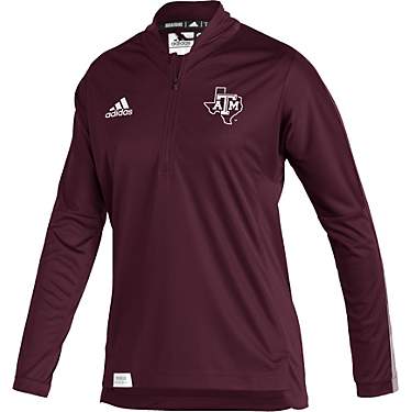 adidas Men's Texas A&M University Sideline Prime 21 1/4 Zip Long Sleeve Knit Pullover                                           
