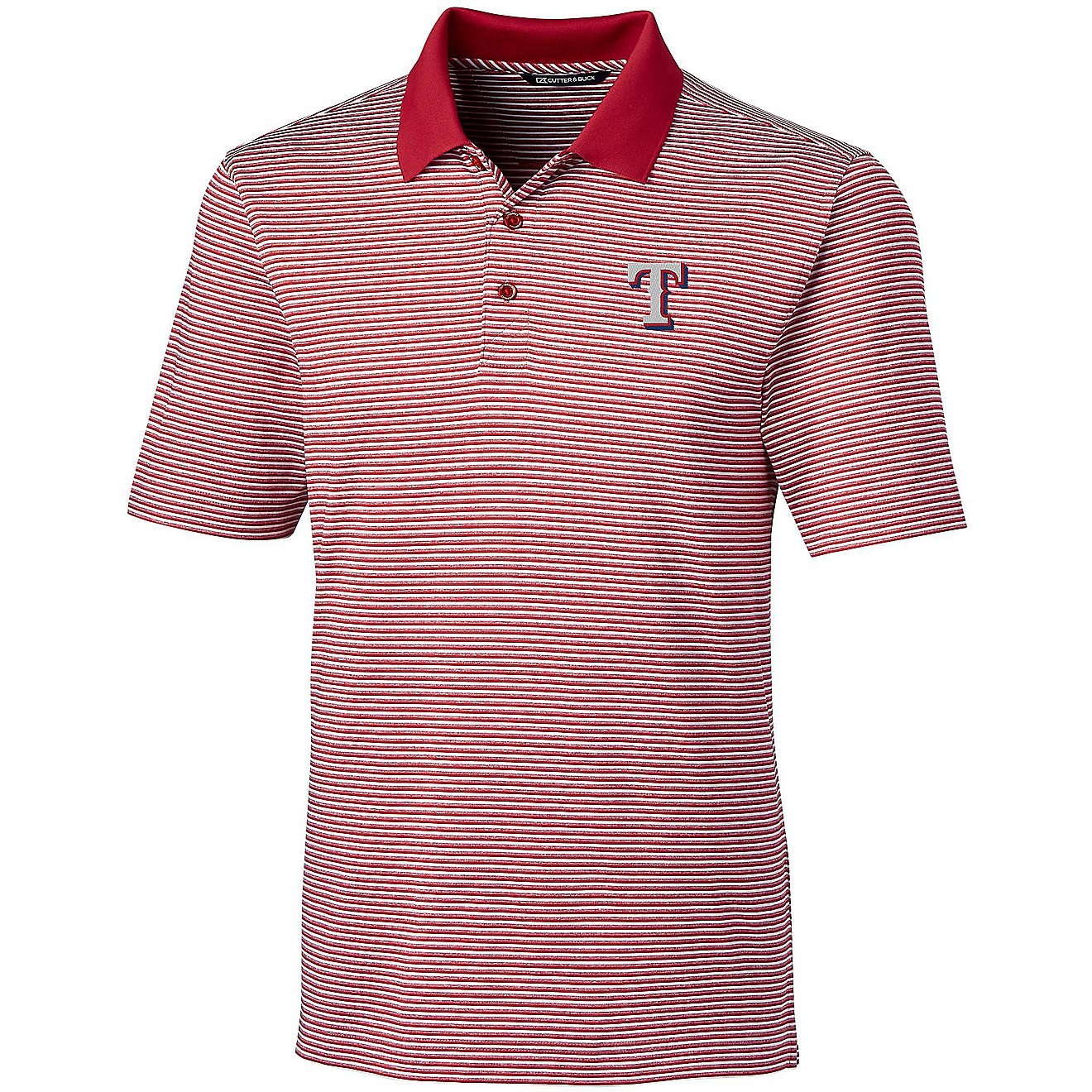 Cutter & Buck Men's Texas Rangers Forge Tonal Stripe Big and Tall Short Sleeve Polo Shirt                                        - view number 1