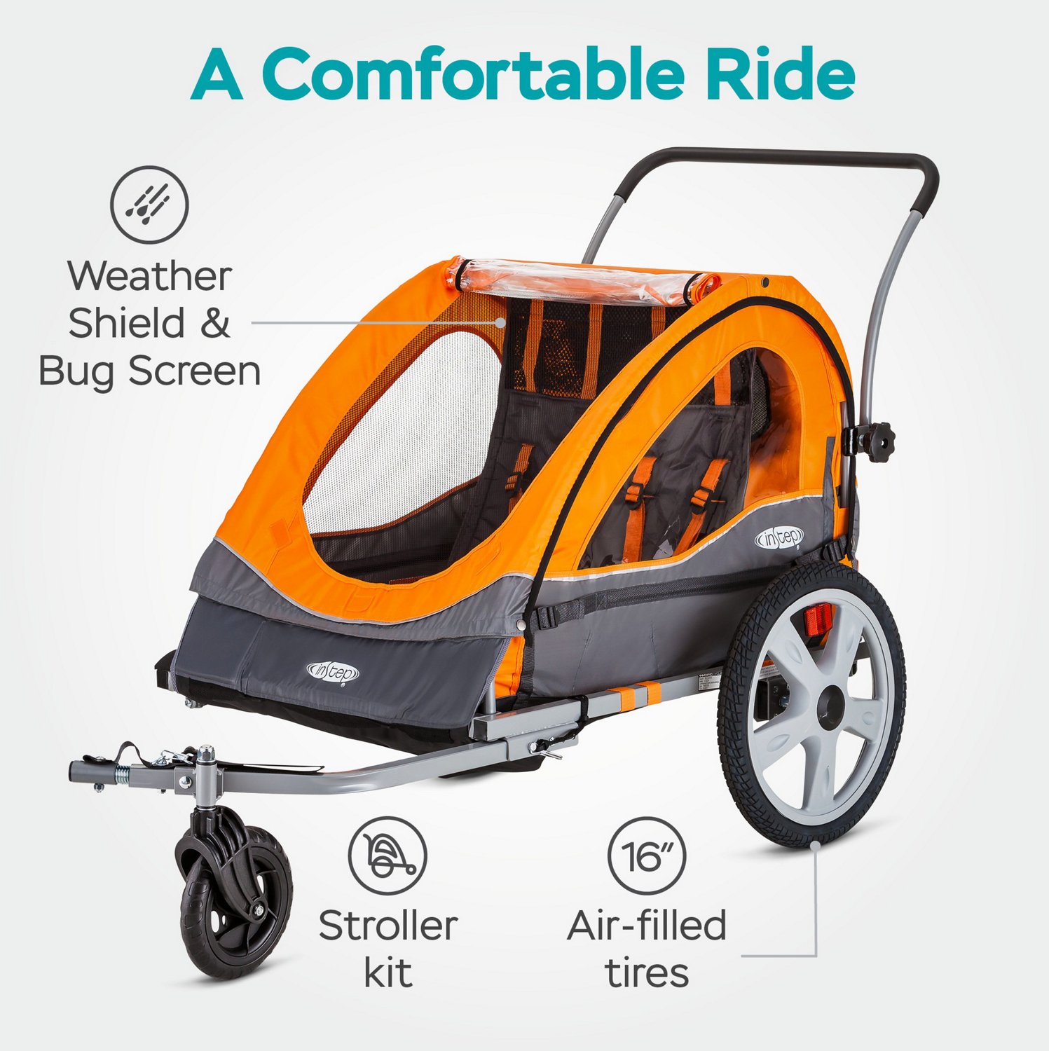 InSTEP Quick 'N EZ Bike Trailer with Stroller Attachment Academy