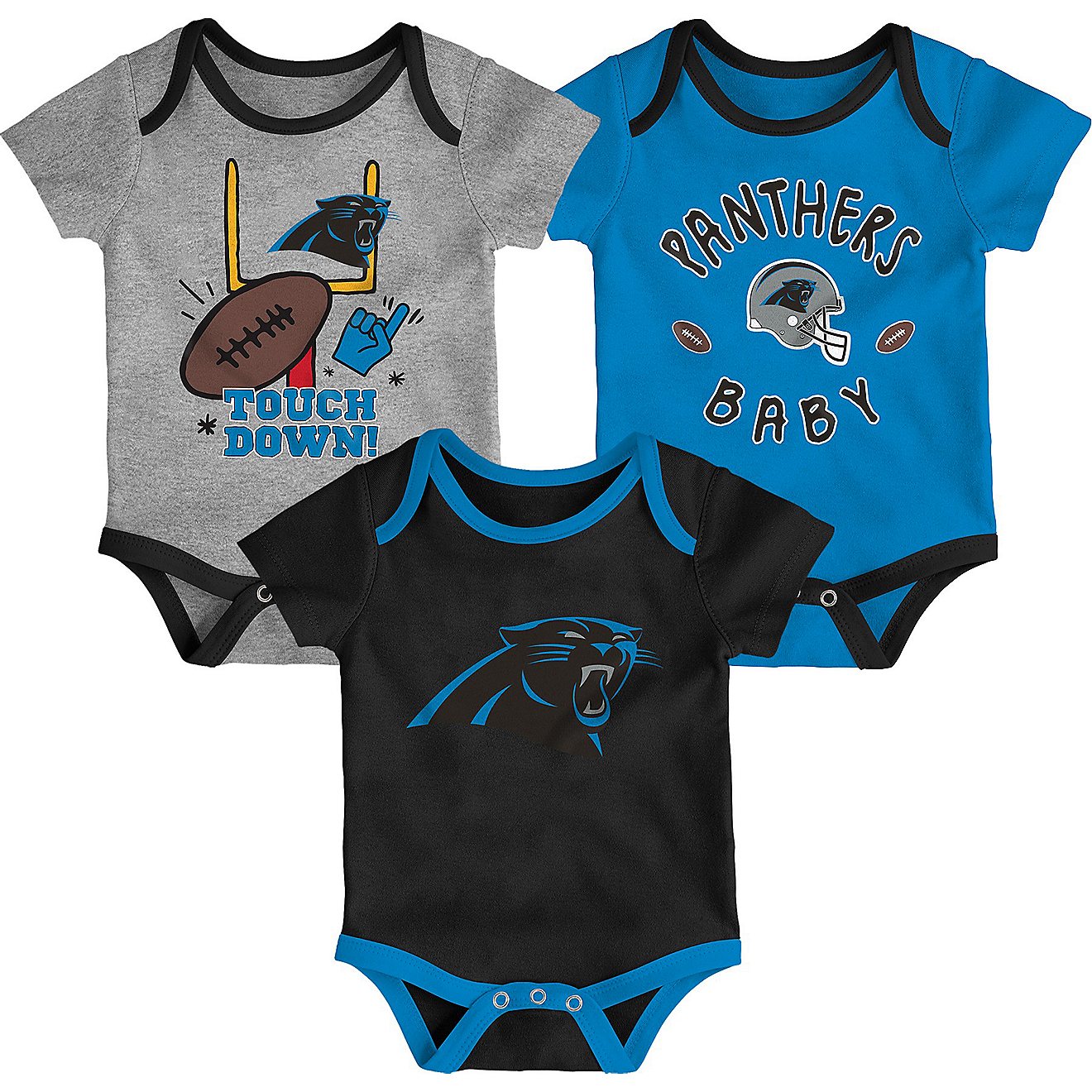 Outerstuff Infants' Carolina Panthers Champ Creepers 3-Pack                                                                      - view number 1
