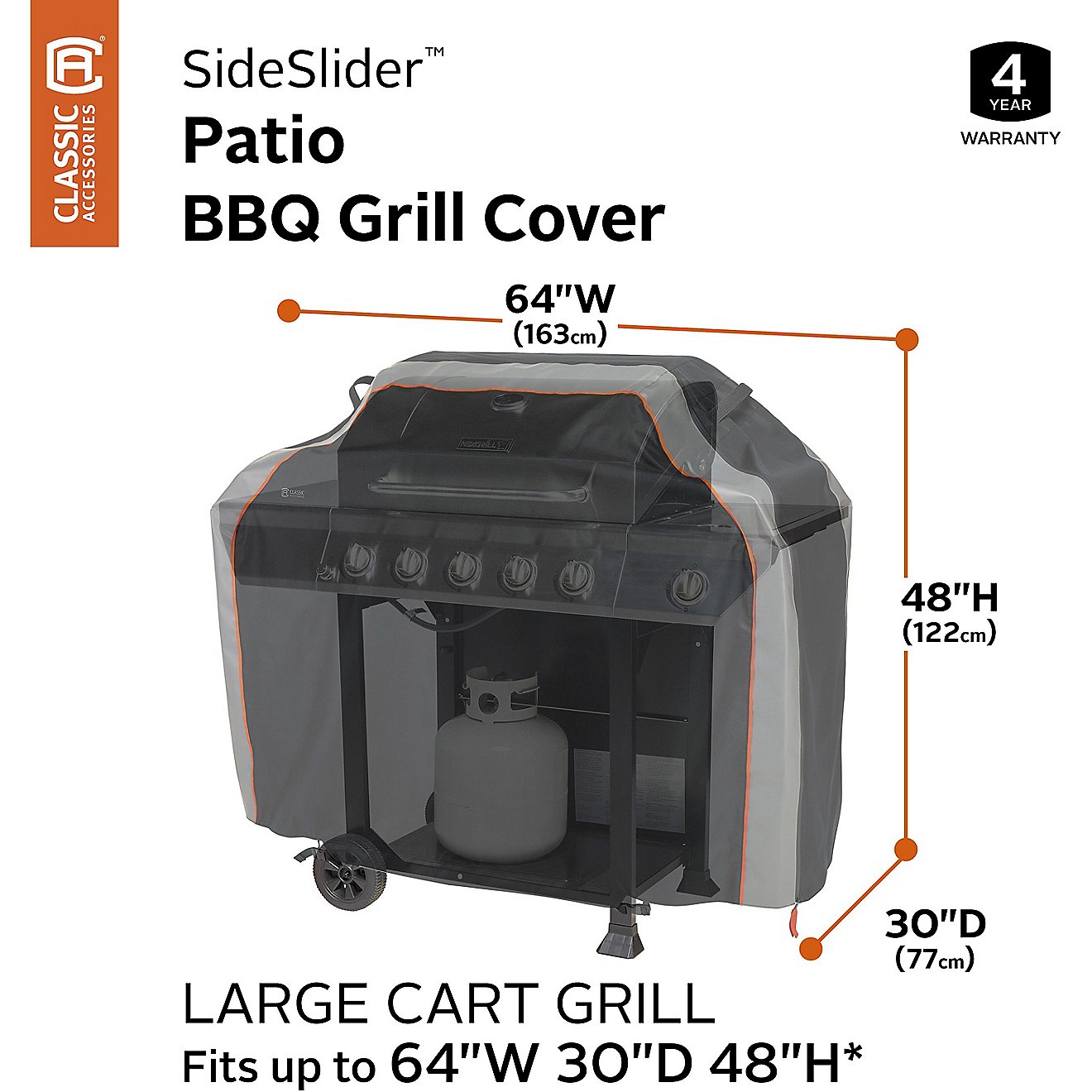Classic Accessories SideSlider Water-Resistant 64 in Barbecue Grill Cover                                                        - view number 3
