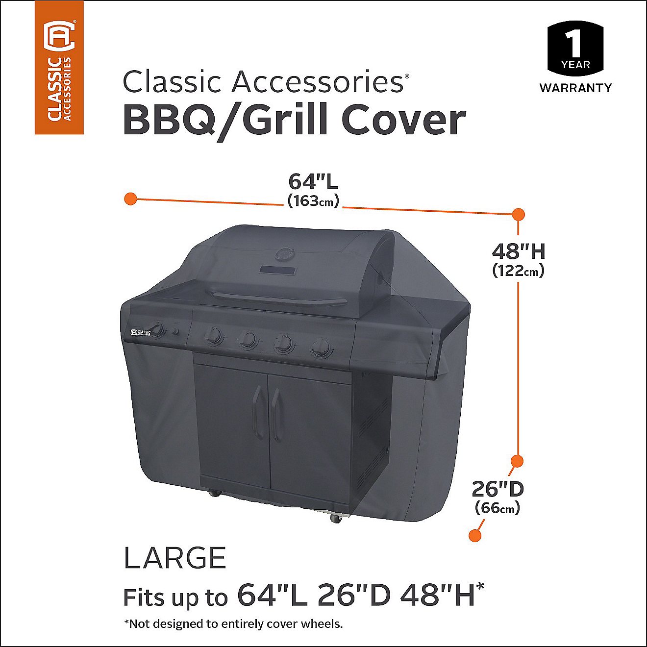 Classic Accessories Water-Resistant 64 in Barbecue Grill Cover                                                                   - view number 3
