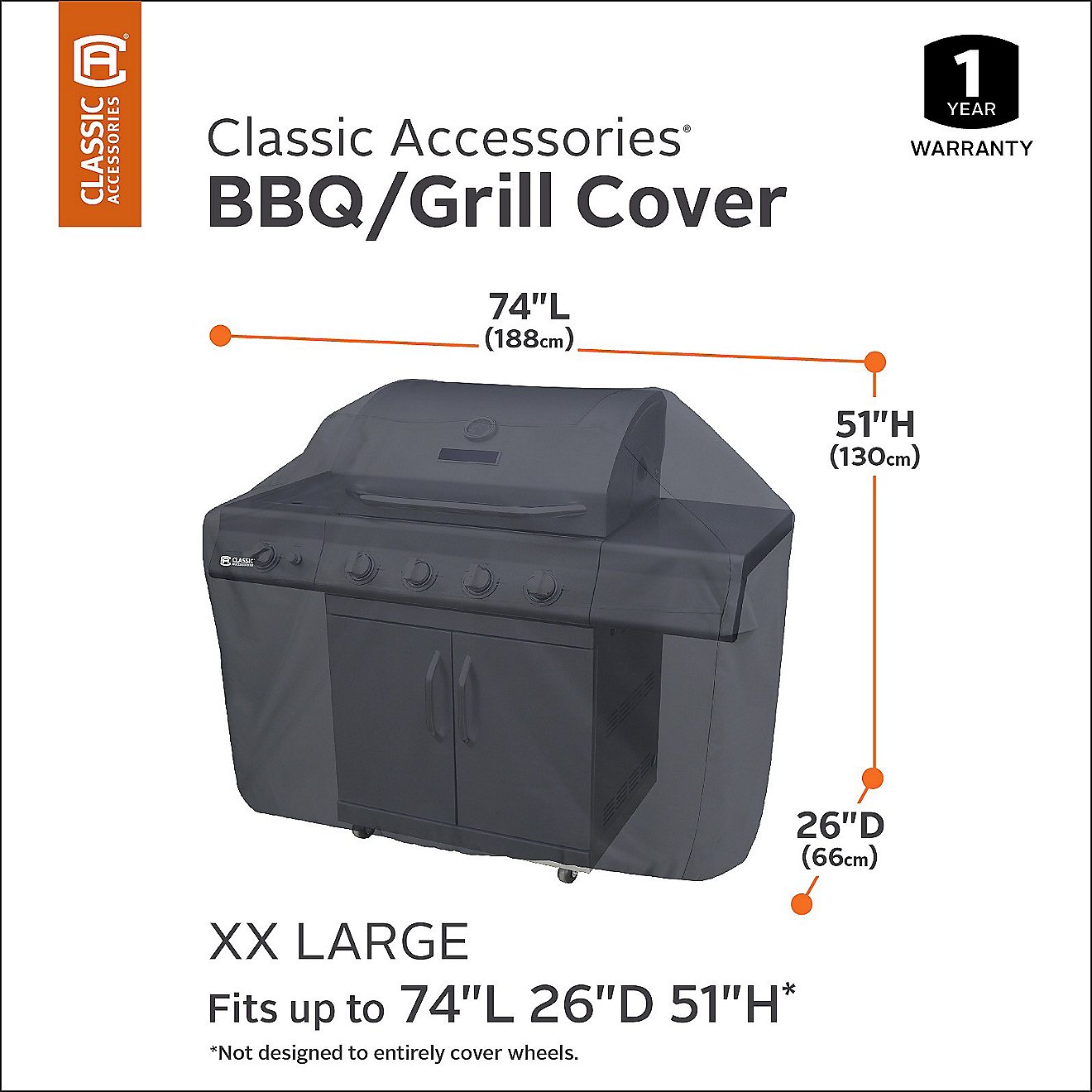 Classic Accessories Water-Resistant 74 in Barbecue Grill Cover                                                                   - view number 3