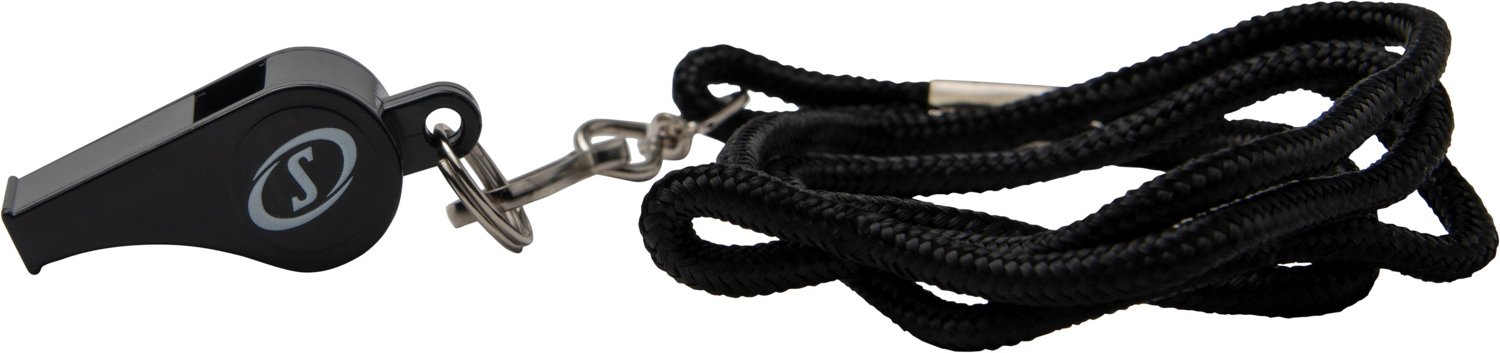 Spalding Plastic Whistle with Lanyard 2-Pack - Black