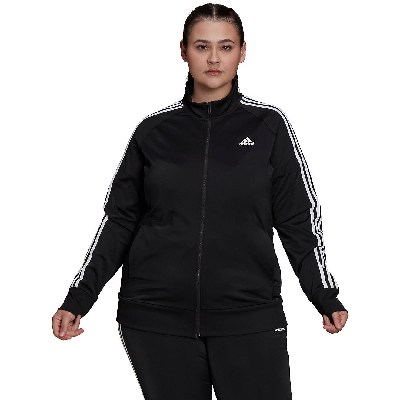adidas Women's Tricot 3-Stripes Plus Size Jacket                                                                                 - view number 1