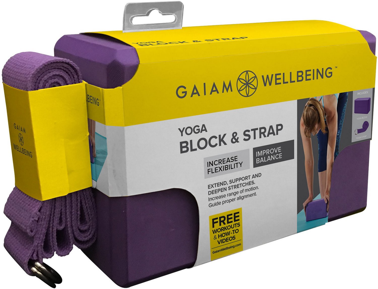 Gaiam Block and Strap Yoga Combo Academy