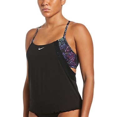 Nike Women's Missy Neon Leaf Layered Tankini Swim Top
