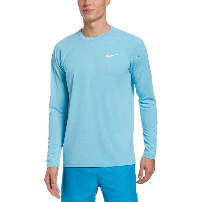 Nike Men's Heather Long Sleeve Hydroguard Swim Top Blue, Small - Men's Swim Trunk at Academy Sports product image