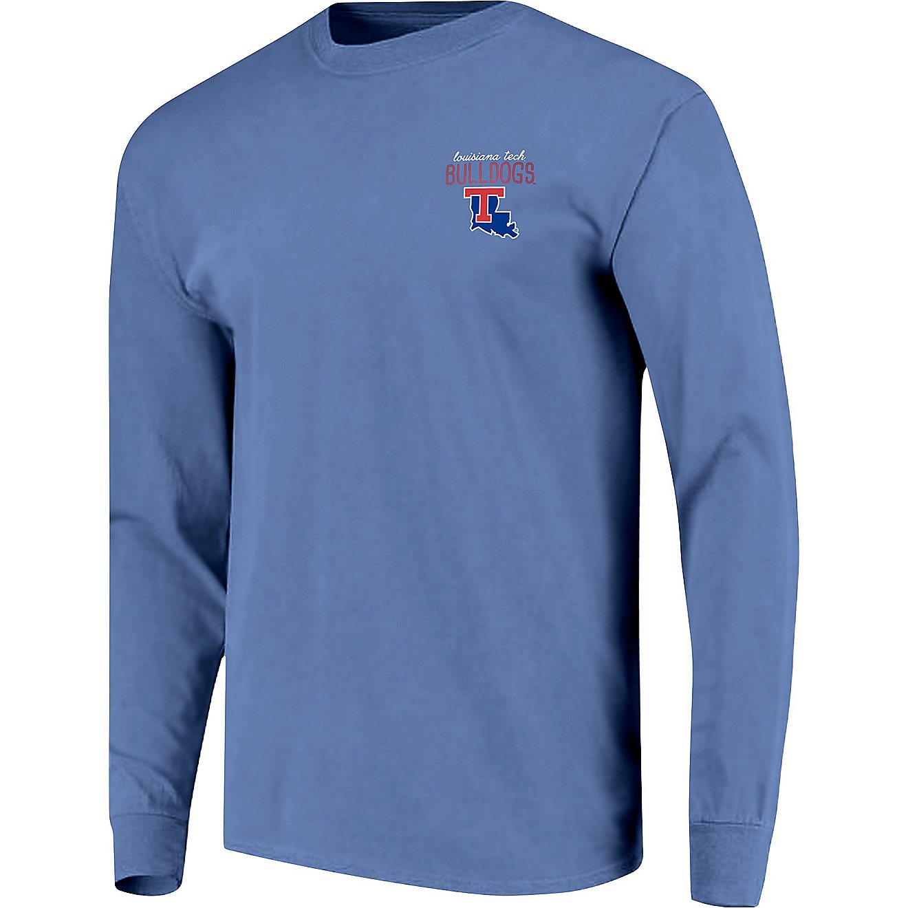 Image One Women's Louisiana Tech University Comfort Color Hand Drawn Flag Long Sleeve T-shirt                                    - view number 2