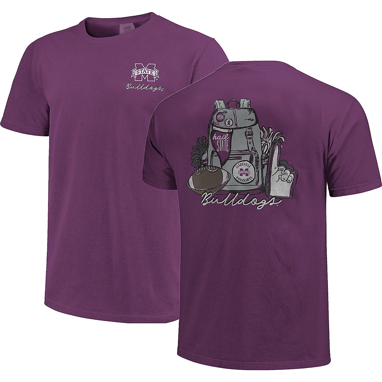 Image One Women's Mississippi State University Comfort Color School Spirit Backpack Short Sleeve T-shirt                         - view number 3