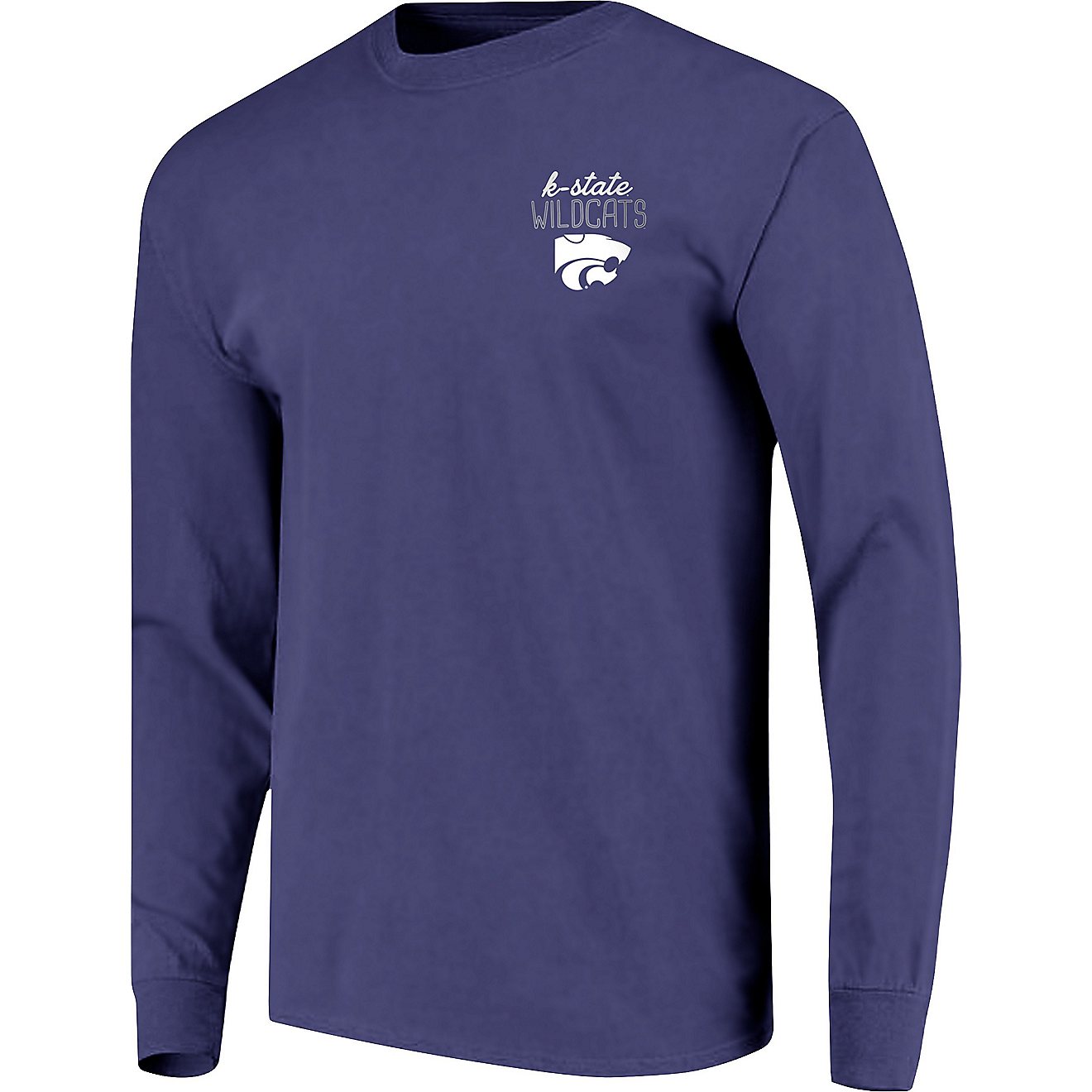 Image One Women's Kansas State University Comfort Color Hand Drawn Flag Long Sleeve T-shirt                                      - view number 2