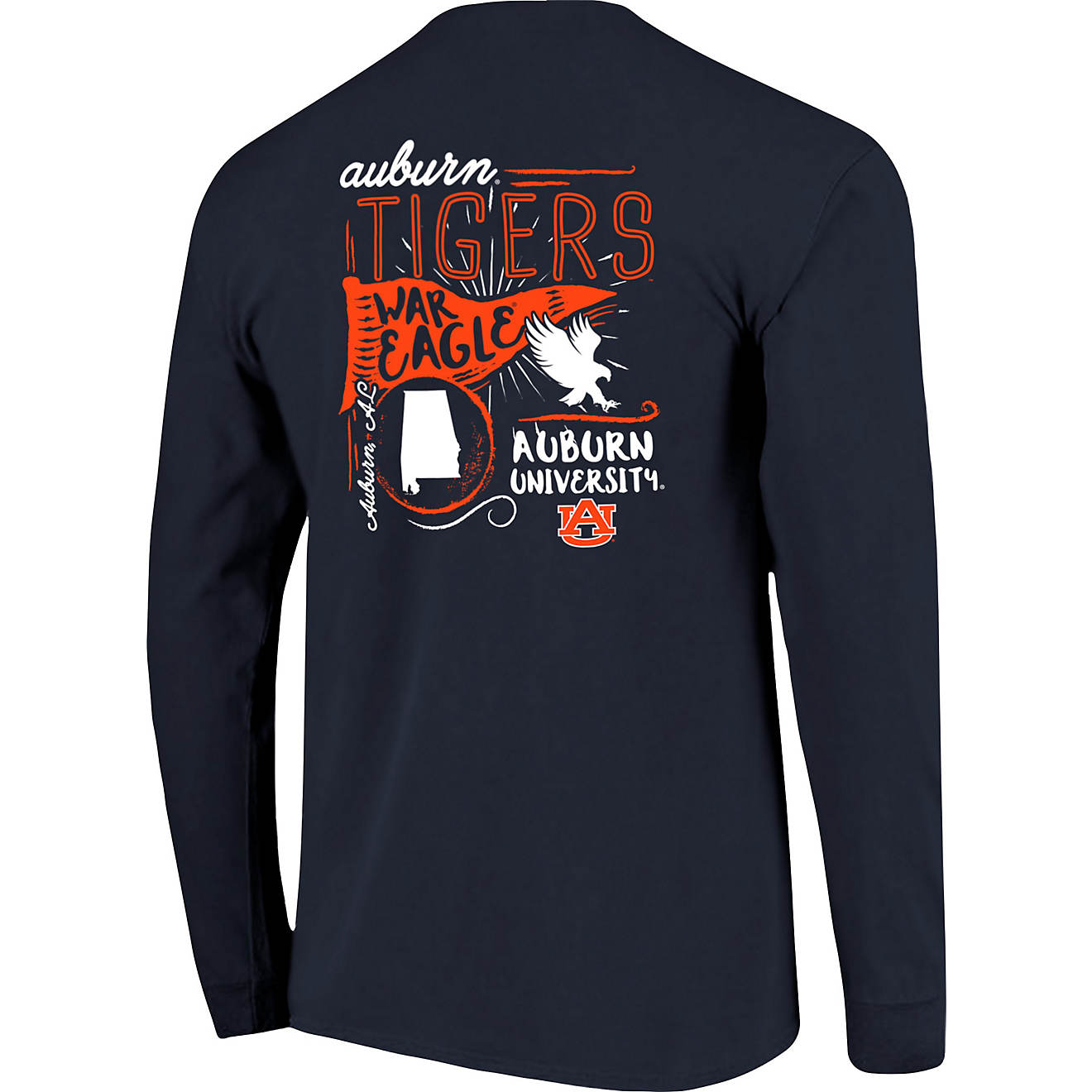 Image One Women's Auburn University Comfort Color Hand Drawn Flag Long Sleeve T-shirt                                            - view number 1
