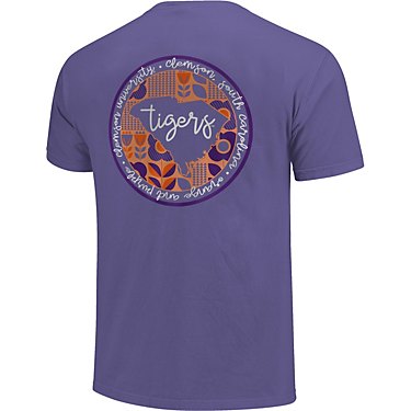 Image One Men's Clemson University Comfort Color Circle Pattern State Script T-Shirt
