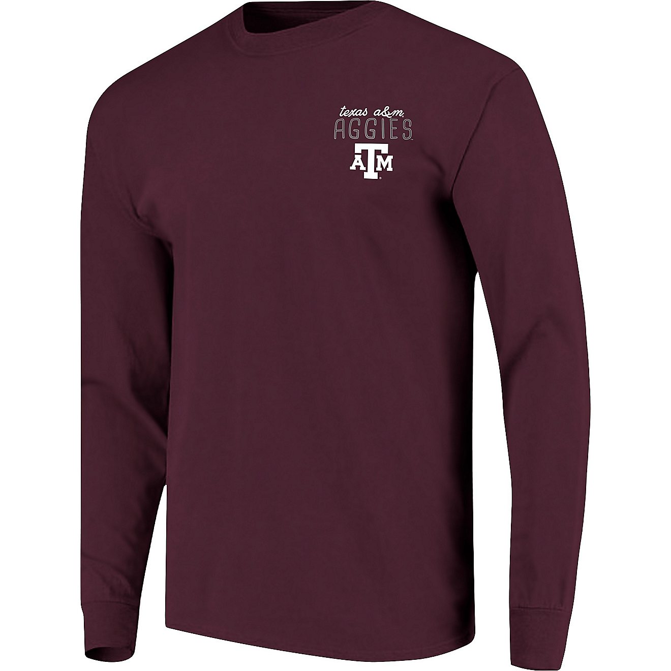 Image One Women's Texas A&M University Comfort Color Hand Drawn Flag Long Sleeve T-shirt                                         - view number 2