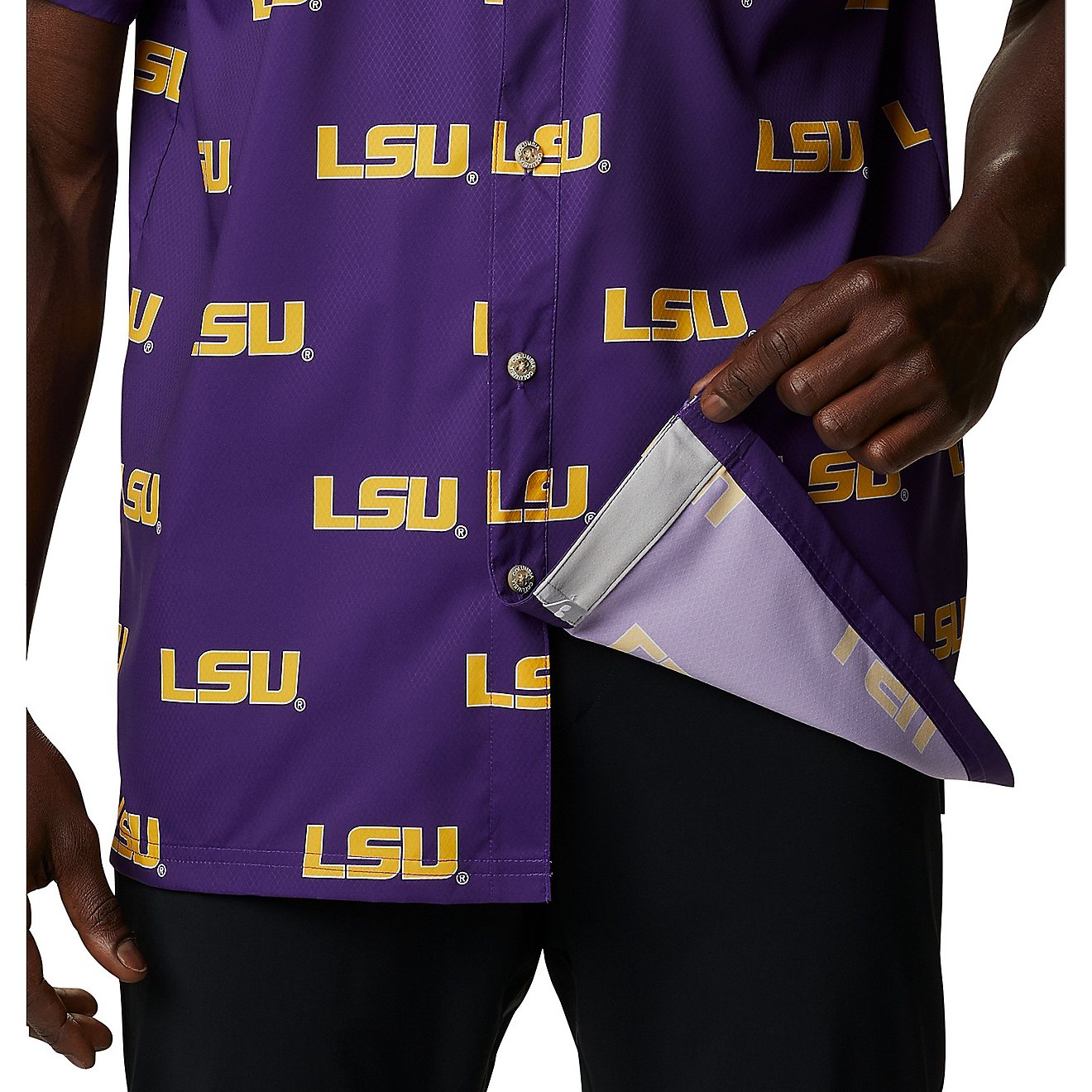 Columbia Sportswear Men's Louisiana State University CLG Super Slack Tide™ Logo Print Shirt                                    - view number 6