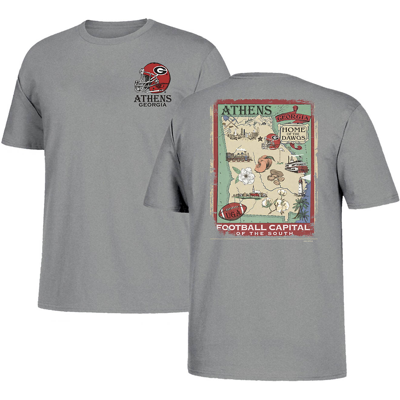 The New World Graphics Men's University of Georgia Vintage Map T-shirt is made of cotton and features a team design.             - view number 1