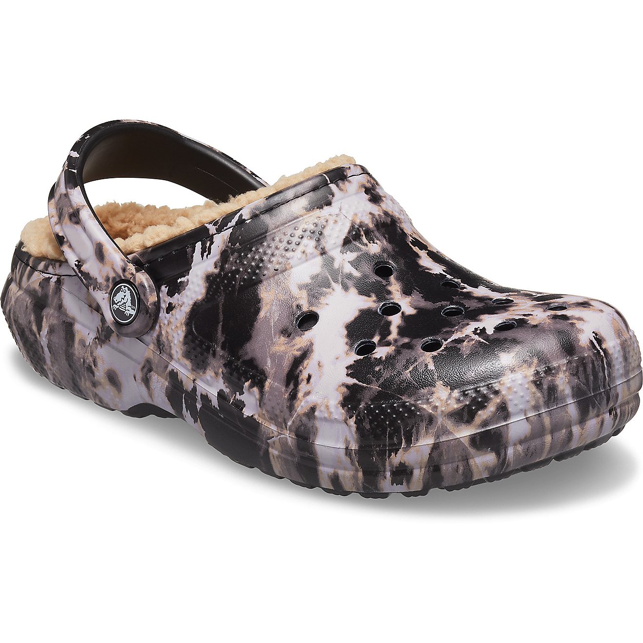 Crocs Adults' Classic Fuzz-Lined Bleach Dye Clogs                                                                                - view number 2