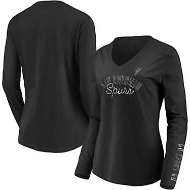 Nike Women's San Antonio Spurs Iconic V-Neck Long Sleeve T-shirt                                                                