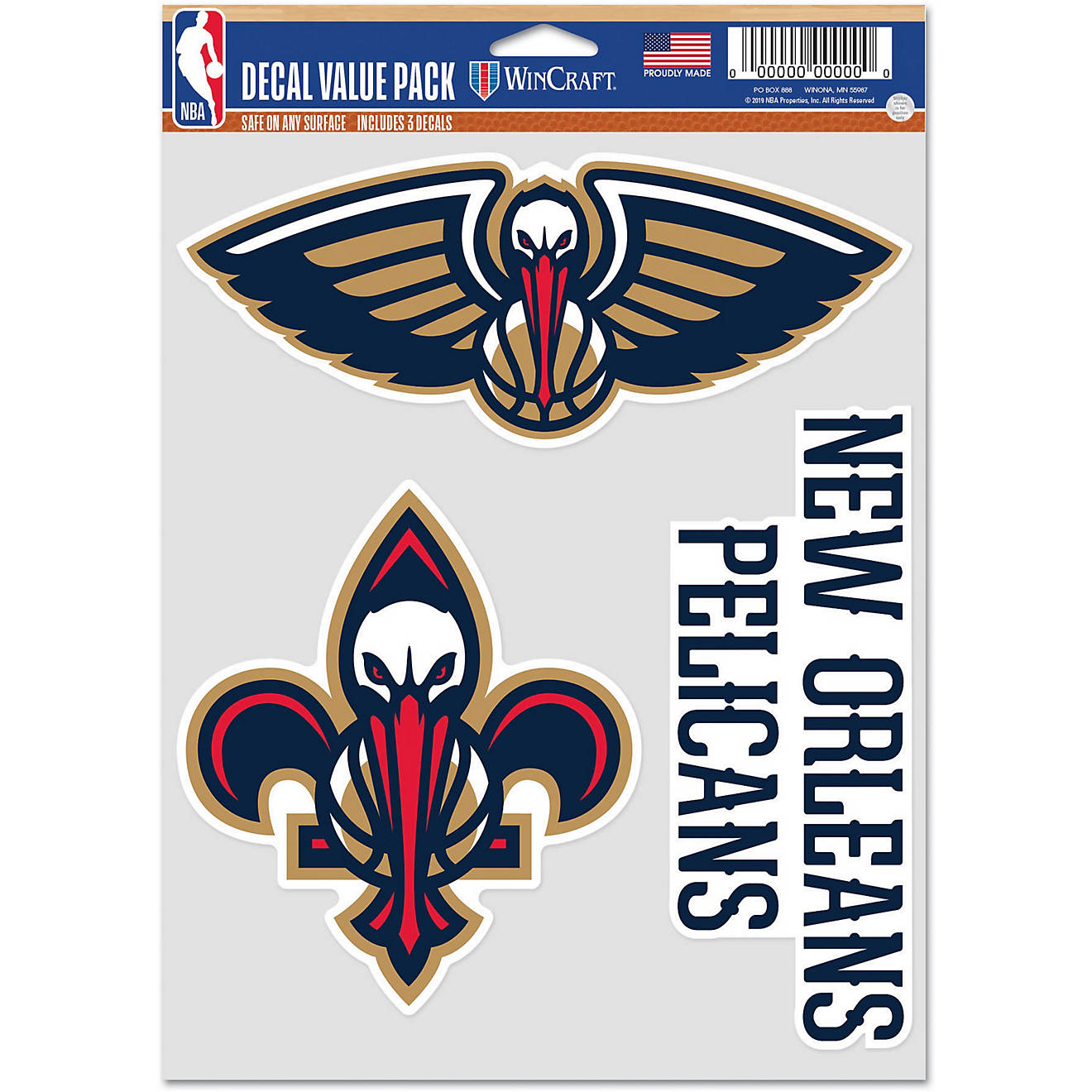 WinCraft New Orleans Pelicans Fan Decal 3-Pack                                                                                   - view number 1