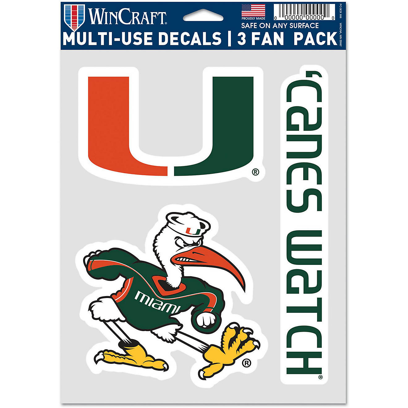 WinCraft University of Miami Fan Decals 3-Pack                                                                                   - view number 1