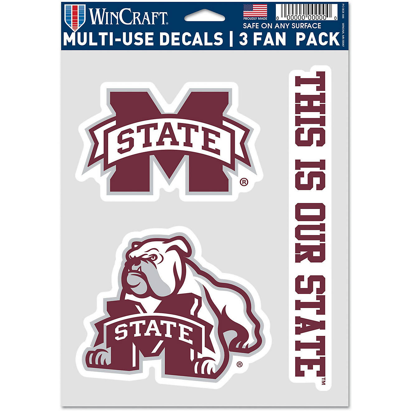 WinCraft Mississippi State University Fan Decals 3-Pack                                                                          - view number 1