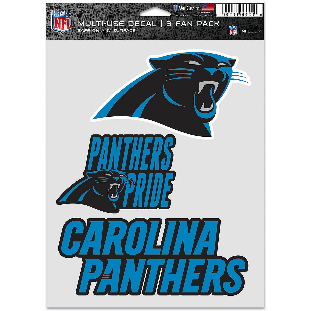WinCraft Carolina Panthers Fan Decals 3-Pack                                                                                     - view number 1
