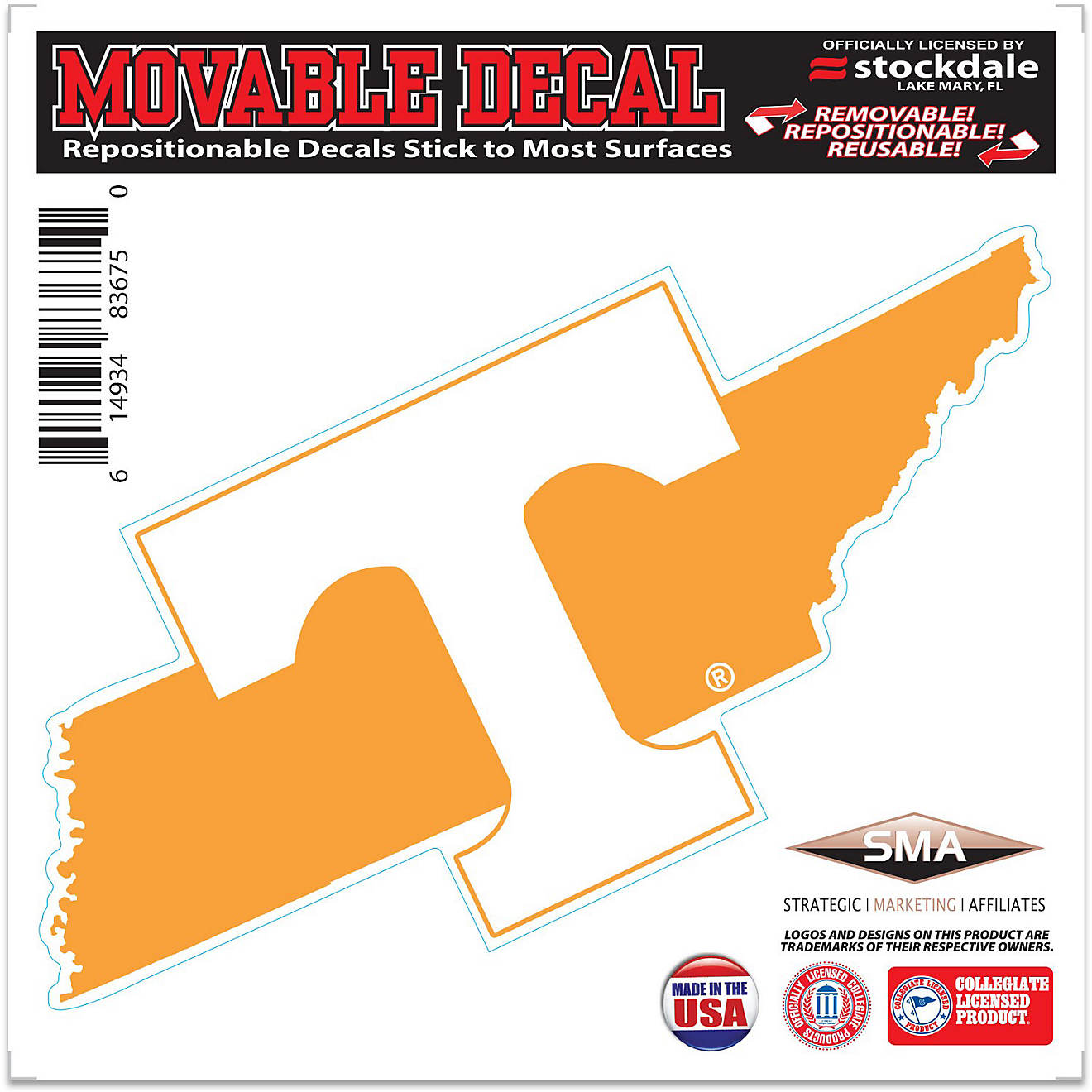 WinCraft University Of Tennessee 6x6 State Decal                                                                                 - view number 1