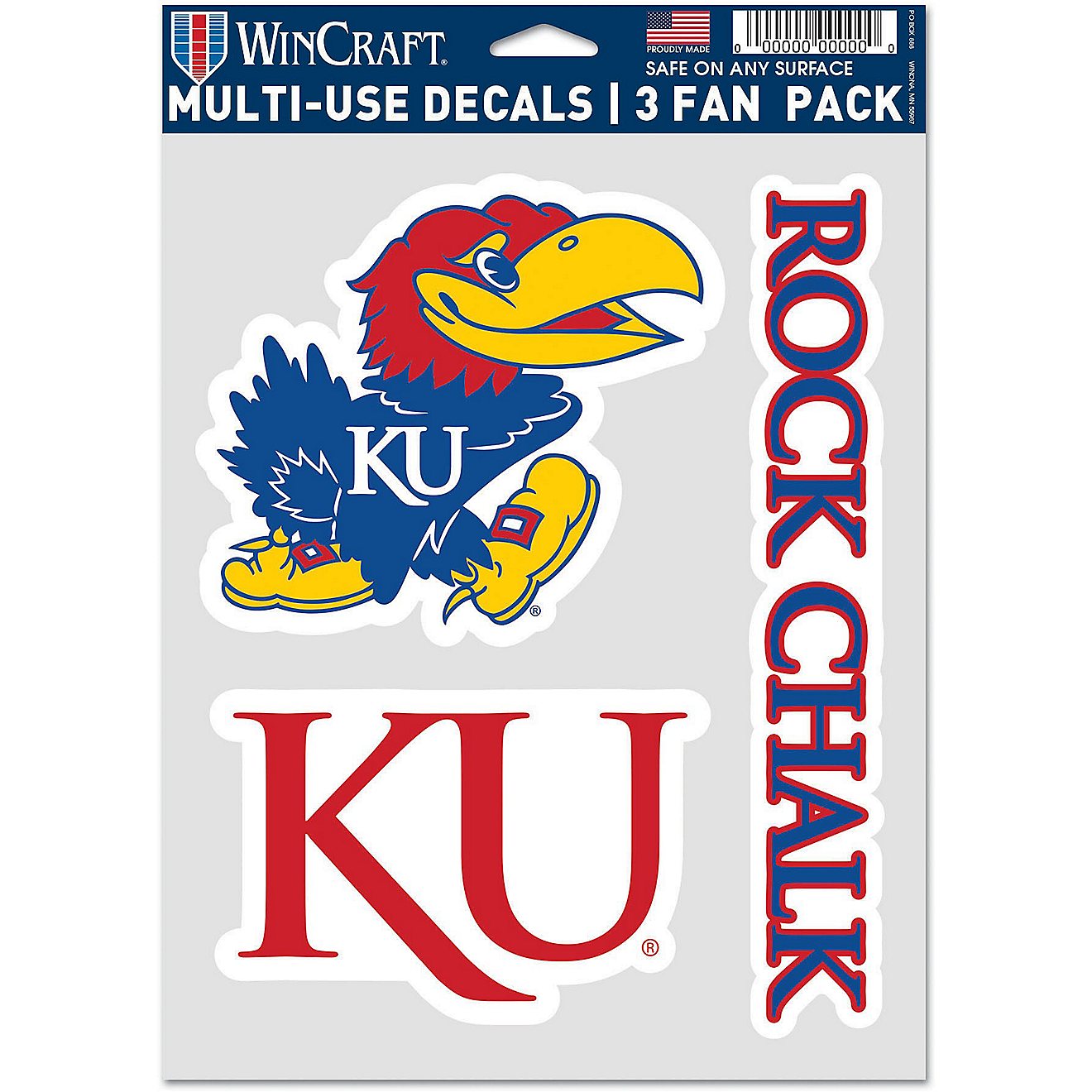 WinCraft University of Kansas Fan Decals 3-Pack                                                                                  - view number 1