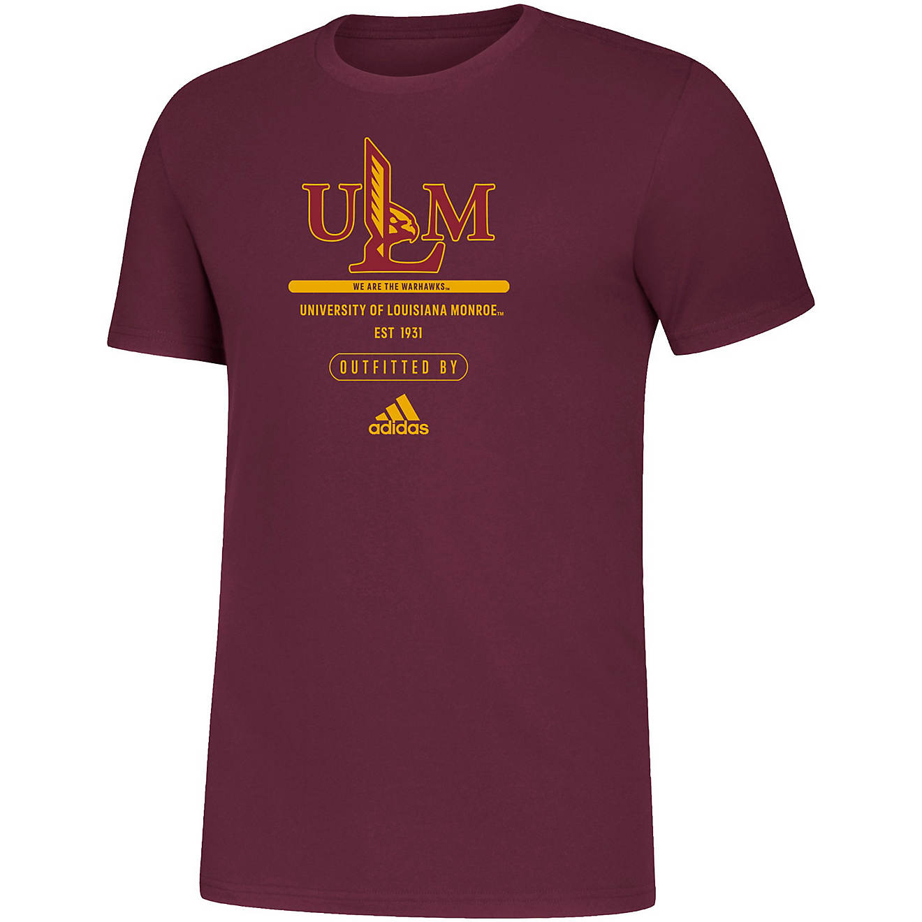 adidas Men's University of Louisiana at Monroe Team Logo Amplifier Short Sleeve T-shirt                                          - view number 1