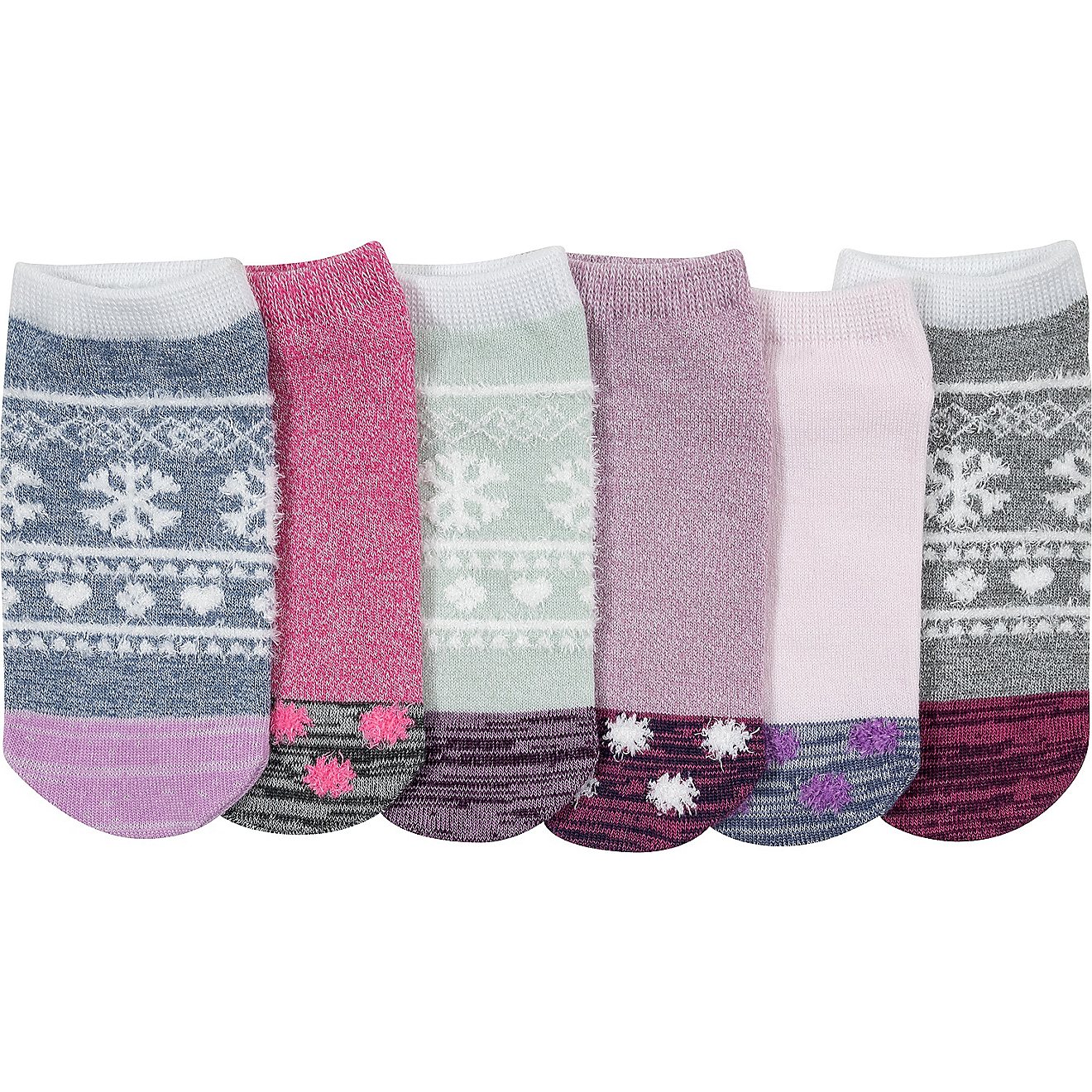 BCG Girls' Holiday Fairisle No Show Socks 6-Pack                                                                                 - view number 1