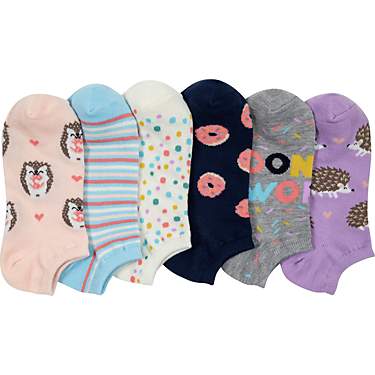 BCG Girls’ Super Soft Donut Worry Hedgehog No Show Socks 6 Pack                                                               
