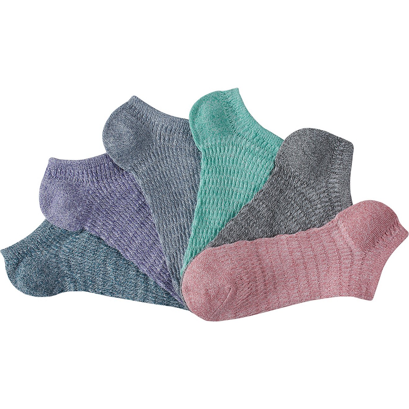 BCG Women's Textured Muted Solid No Show Socks 6 Pack                                                                            - view number 1