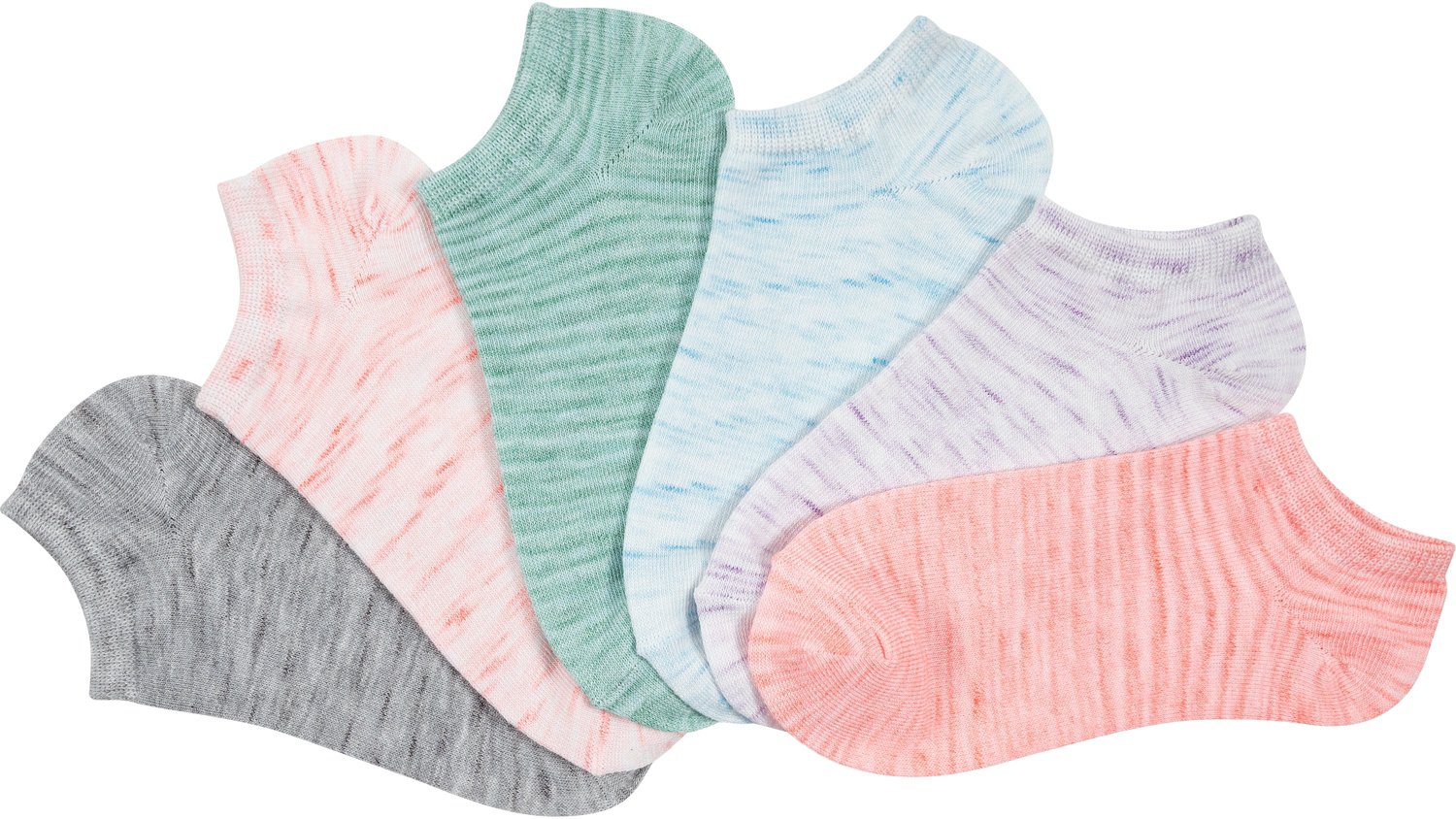 BCG Women’s Super Soft Pastel Space Dye NoShow Socks 6 Pack Academy