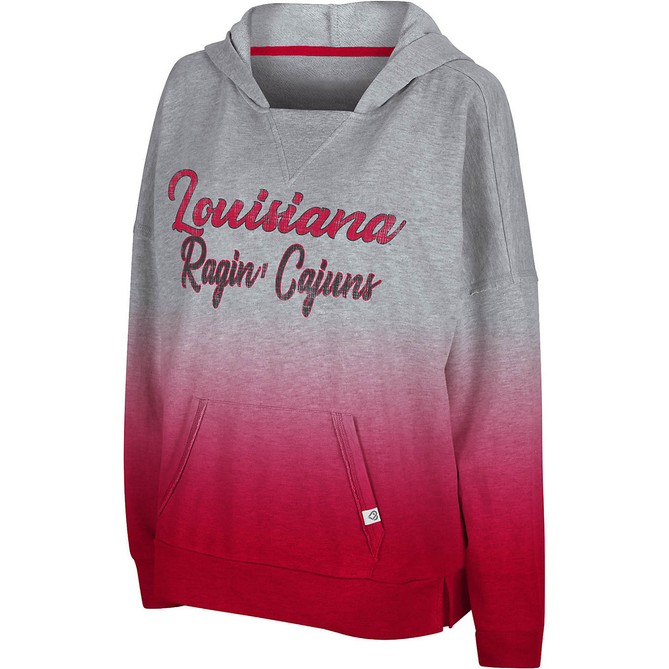 Colosseum Athletics Women's University of Louisiana at Lafayette On Wednesday Dip Dye Pullover Lightweight Hoodie                - view number 1