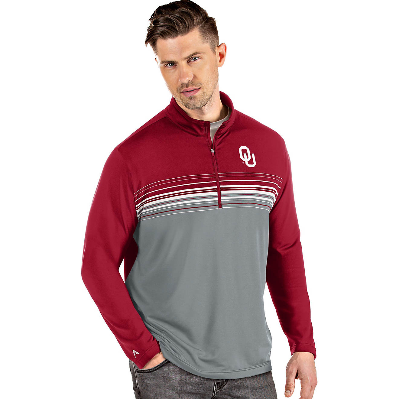 Antigua Men's University of Oklahoma Pace 1/4-Zip Pullover                                                                       - view number 1