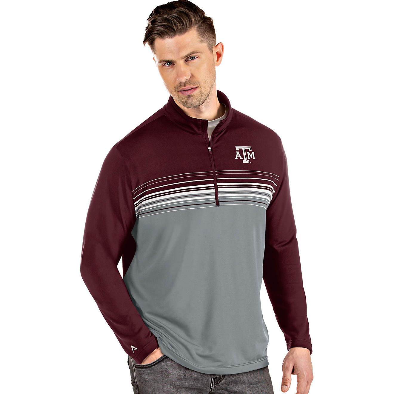 Antigua Men's Texas A&M University Pace 1/4-Zip Pullover                                                                         - view number 1