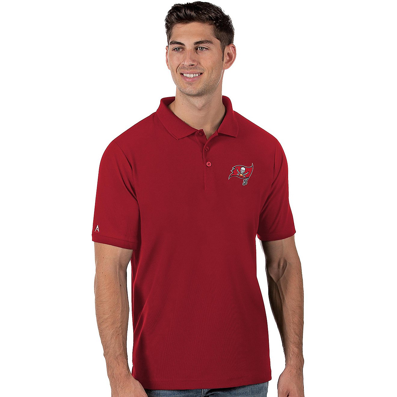 Antigua Men's Tampa Bay Buccaneers Legacy Short Sleeve Polo Shirt                                                                - view number 1