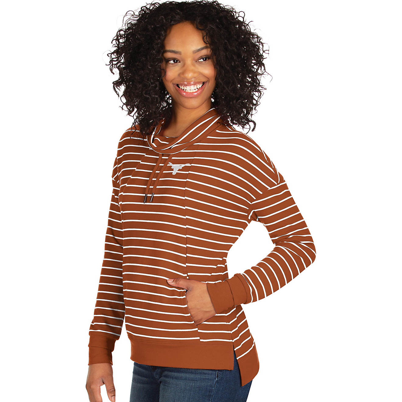 Antigua Women's University of Texas Rhythm Long Sleeve Pullover                                                                  - view number 1