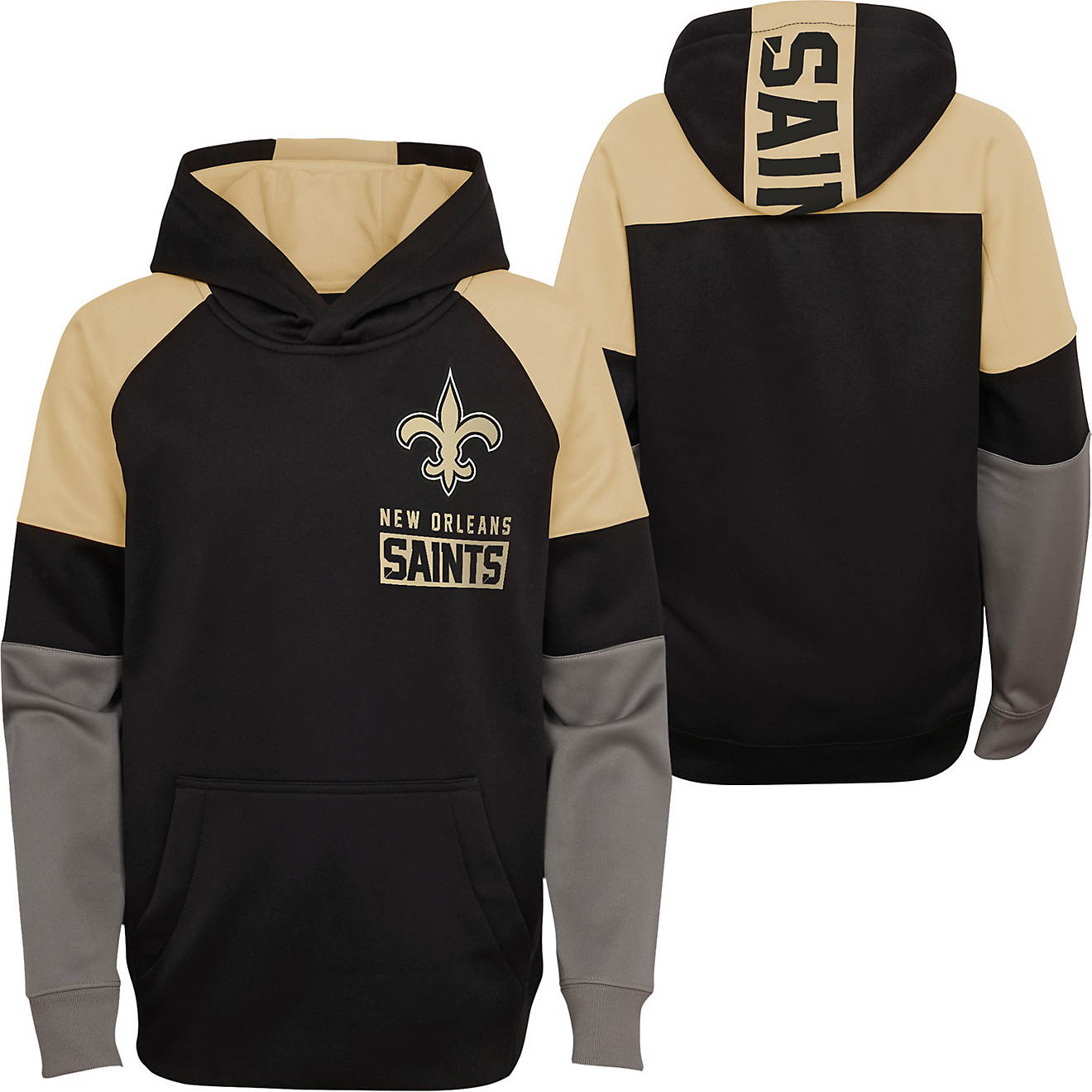 Outerstuff Kids' New Orleans Saints Play Action Performance Pullover Hoodie                                                      - view number 1