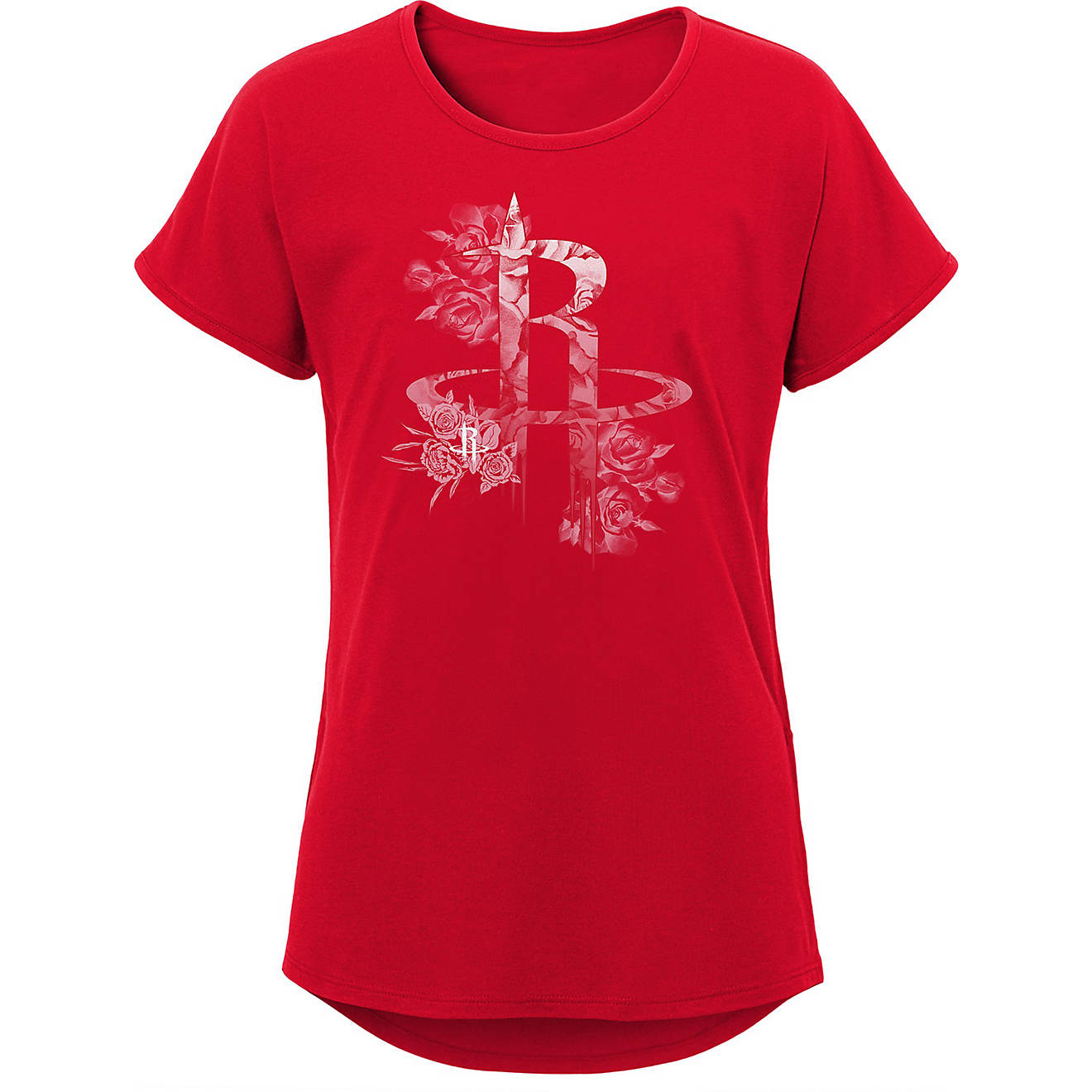 Outerstuff Girls' Houston Rockets Floral Fade Short Sleeve Dolman T-shirt                                                        - view number 1