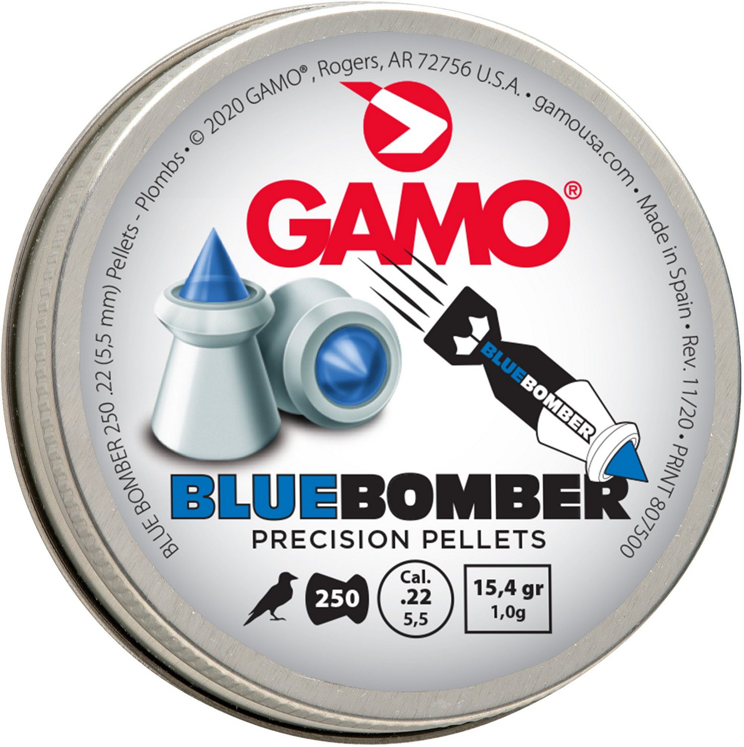Gamo .22 Caliber Blue Bomber Pellets 250Count Academy
