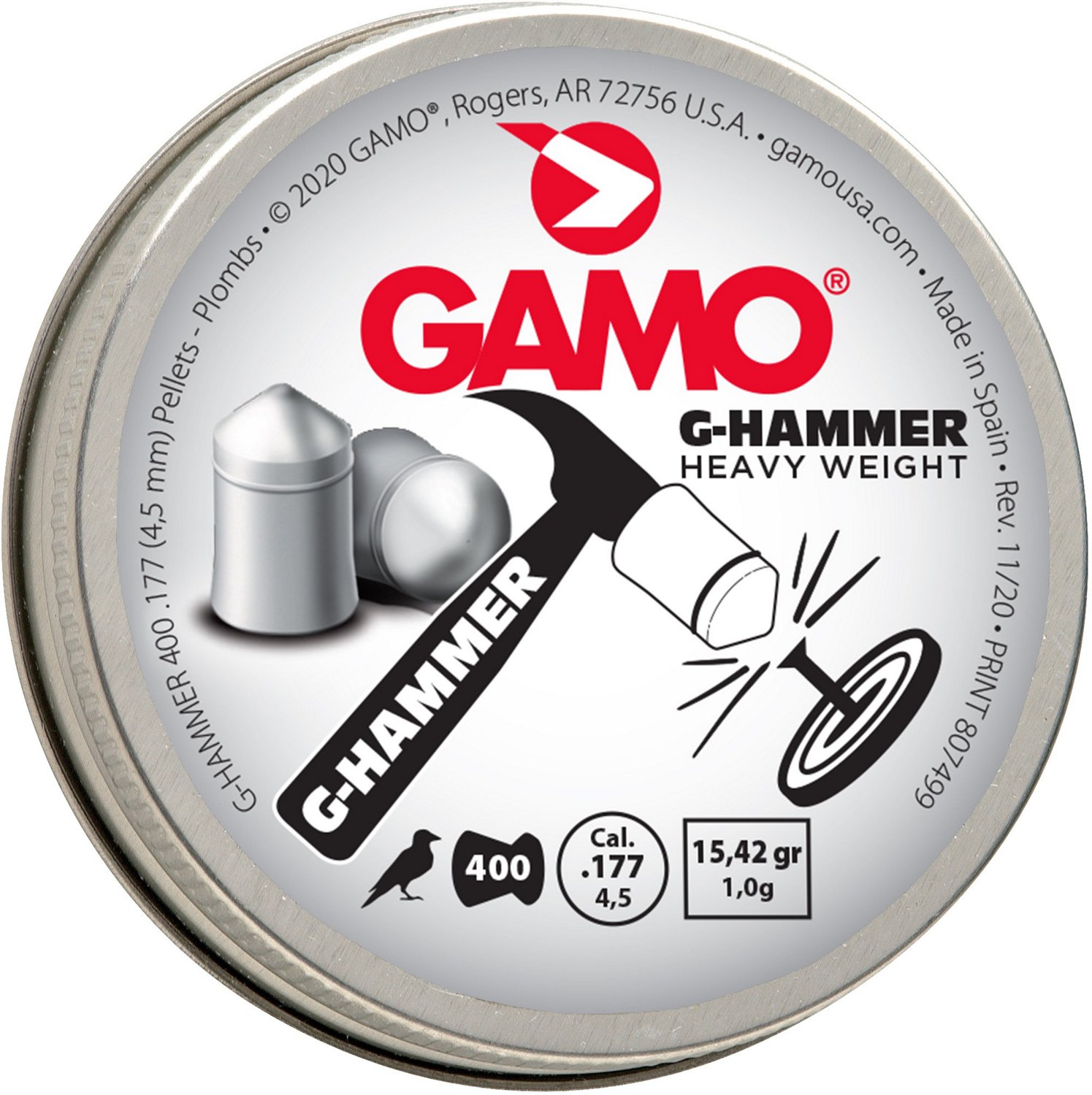 Gamo .177 Caliber GHammer Metal Pellets 400Count Academy