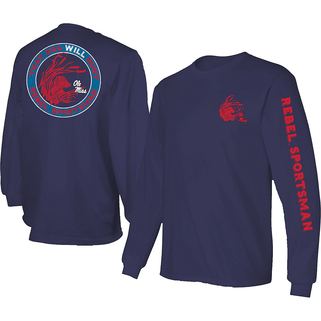 New World Graphics Men's University of Mississippi Will Hunt Long Sleeve T-shirt                                                 - view number 1